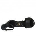 Escarpin ouvert pour femmes avec courroie à la cheville et plateau en cuir noir talon 11 - Pointures disponibles:  42