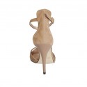 Woman's open platform shoe with ankle strap in beige suede heel 11 - Available sizes:  42