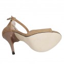 Woman's open platform shoe with ankle strap in beige suede heel 11 - Available sizes:  42