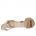 Scarpa aperta da donna con cinturino alla caviglia e plateau in camoscio beige tacco 11 - Misure disponibili: 42