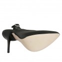 Woman's slingback pump with platform in black leather heel 12 - Available sizes:  33, 34, 42, 45, 46
