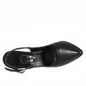 Woman's slingback pump with platform in black leather heel 12 - Available sizes:  33, 34, 42, 45, 46