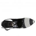 Chaussure ouverte à l'arrière pour femmes avec plateforme en tissu noir, blanc et lamé argent talon 12 - Pointures disponibles:  34, 42
