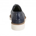 Woman's laced derby shoe in blue patent leather and pierced leather heel 3 - Available sizes:  45