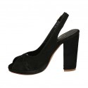 Sandale pour femmes avec plateforme en daim noir talon 10 - Pointures disponibles:  42