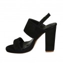 Woman's platform sandal in black suede heel 10 - Available sizes:  32