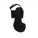Sandalo da donna con plateau in camoscio nero tacco 10 - Misure disponibili: 32, 33, 34, 42, 43, 44, 45, 46