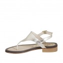 Woman's thong sandal in platinum laminated leather heel 2 - Available sizes:  42