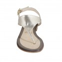 Sandale entredoigt pour femmes en cuir lamé platine talon 2 - Pointures disponibles:  42