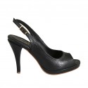 Sandalo da donna con plateau in pelle nera tacco 9 - Misure disponibili: 32