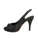 Woman's platform sandal in black leather heel 9 - Available sizes:  32