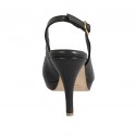 Sandalia para mujer con plataforma en piel negra tacon 9 - Tallas disponibles:  32