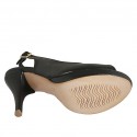 Sandalo da donna con plateau in pelle nera tacco 9 - Misure disponibili: 32, 33, 34, 42, 43, 44, 45, 46