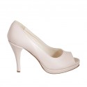 Woman's open toe pump with platform in nude leather heel 9 - Available sizes:  42
