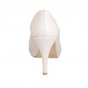 Zapato de salon abierto en punta con plataforma para mujer en piel color desnudo tacon 9 - Tallas disponibles:  42