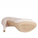 Zapato de salon abierto en punta con plataforma para mujer en piel color desnudo tacon 9 - Tallas disponibles:  42