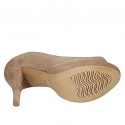 Woman's open toe platform pump in beige suede heel 9 - Available sizes:  42