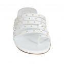 Woman's thong mules with studs in white leather heel 1 - Available sizes:  33, 43