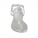 Sandalo infradito da donna con cinturino in pelle stampata laminata argento tacco 1 - Misure disponibili: 42