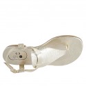 Sandalo infradito da donna con cinturino in pelle stampata laminata platino tacco 1 - Misure disponibili: 42