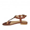 Sandale entredoigt pour femmes en cuir marron et cuir de veau avec fourrure tacheté talon 1 - Pointures disponibles:  42