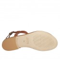 Woman's thong sandal in spotted and brown leather heel 1 - Available sizes:  42