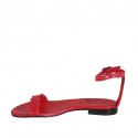 Chaussure ouverte pour femmes avec courroie en cuir rouge talon 1 - Pointures disponibles:  45