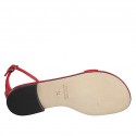Zapato abierto con cinturon para mujer en piel roja tacon 1 - Tallas disponibles:  45