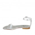 Woman's open shoe with strap in silver laminated leather heel 1 - Available sizes:  33, 43