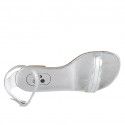 Zapato abierto con cinturon para mujer en piel laminada plateada tacon 1 - Tallas disponibles:  33, 43