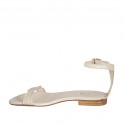 Woman's open shoe with strap in beige leather heel 1 - Available sizes:  42, 43