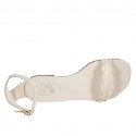 Woman's open shoe with strap in beige leather heel 1 - Available sizes:  42, 43
