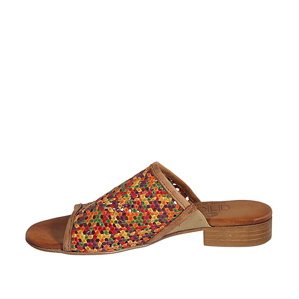 braided leather mules