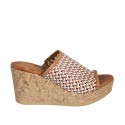 Sabot aperto da donna in pelle intrecciata multicolore con plateau e zeppa 7 - Misure disponibili: 32, 33, 34, 42, 43, 44, 45