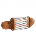 Woman's open mules in multicolored braided leather with platform and wedge heel 9 - Available sizes:  42, 43