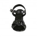 Woman's sandal with strap and knot in black leather heel 7 - Available sizes:  43