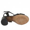 Woman's sandal with strap and knot in black leather heel 7 - Available sizes:  43