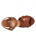 Sandalia para mujer con cinturon en piel imprimida cognac tacon 7 - Tallas disponibles:  42