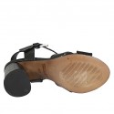 Sandalo da donna con cinturino in pelle stampata nera tacco 7 - Misure disponibili: 32, 33, 34, 42, 43, 44, 45