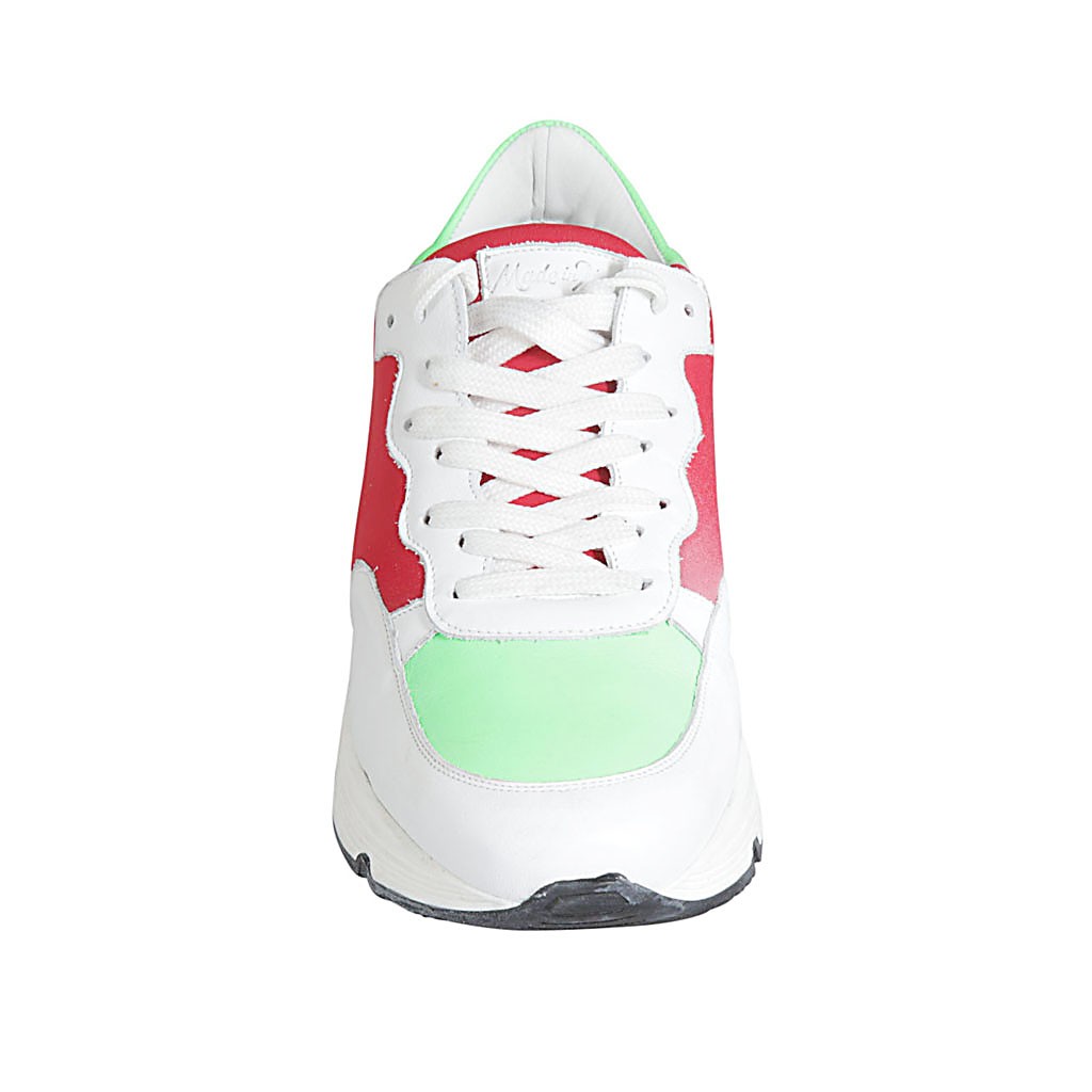 Damenschnürschuh mit herausnehmbarer Innensohle aus weissem und grünem