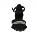 Chaussure ouverte pour femmes avec courroie en daim noir et cuir imprimé gris talon 2 - Pointures disponibles:  33