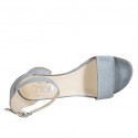 Woman's open strap shoe in light blue leather heel 5 - Available sizes:  45