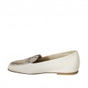Woman's mocassin in white and multicolored printed leather heel 1 - Available sizes:  42