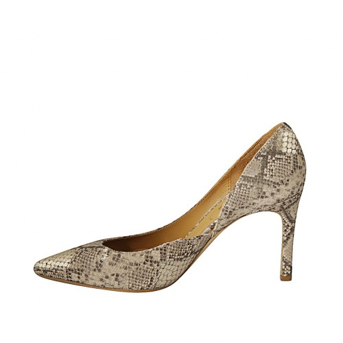 Escarpin ouvert pour femmes en daim imprimé beige et ...