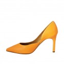 Scarpa aperta al lato da donna in pelle arancione fluorescente tacco 8 - Misure disponibili: 42, 43