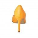 Zapato de salon para mujer con corte lateral en piel naranja fluorescente tacon 8 - Tallas disponibles:  42, 43