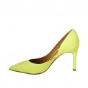 Escarpin pour femmes à côté ouvert en cuir jaune fluorescent talon 8 - Pointures disponibles:  42