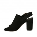 Sandale pour femmes avec boucle en daim noir talon 8 - Pointures disponibles:  32, 33, 42