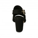 Woman's sandal with buckle in black suede heel 8 - Available sizes:  32, 33, 42