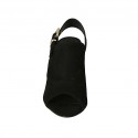 Sandale pour femmes avec boucle en daim noir talon 8 - Pointures disponibles:  42